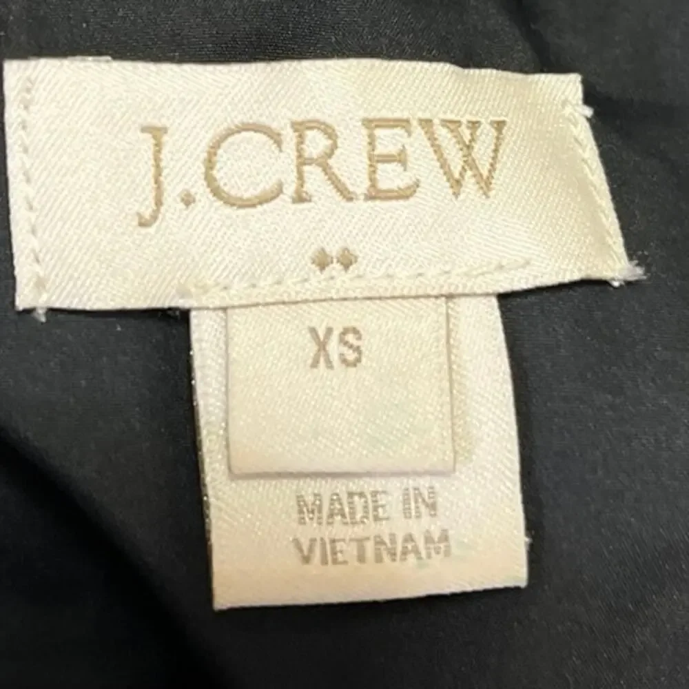 J Crew Black White Herringbone Zip Up Quilted Down Puffer Vest Coat Jacket XS